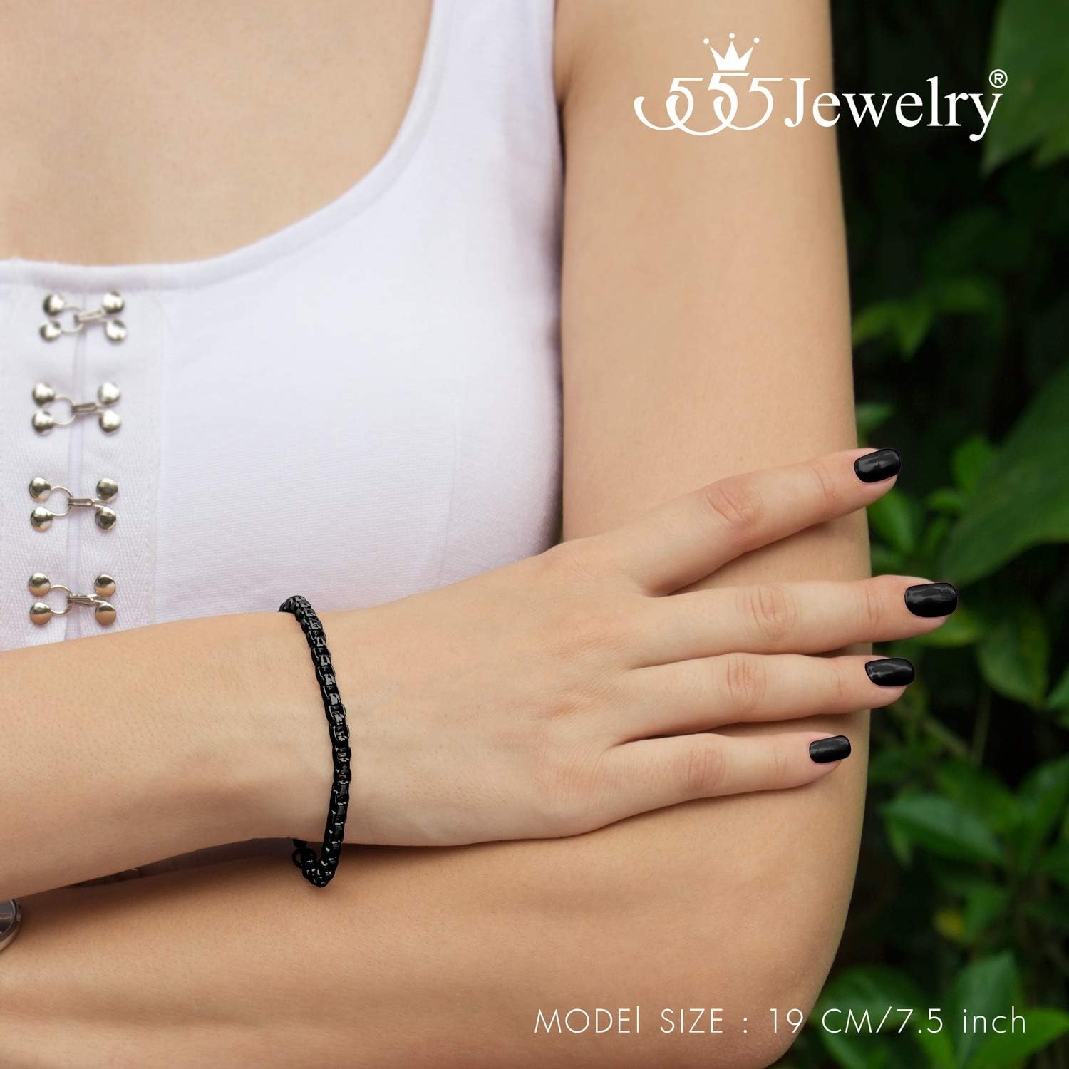 image:image555Jewelry 5mm Stainless Steel Box Chain Bracelet for Men amp Women 65 to 9 InchBlack