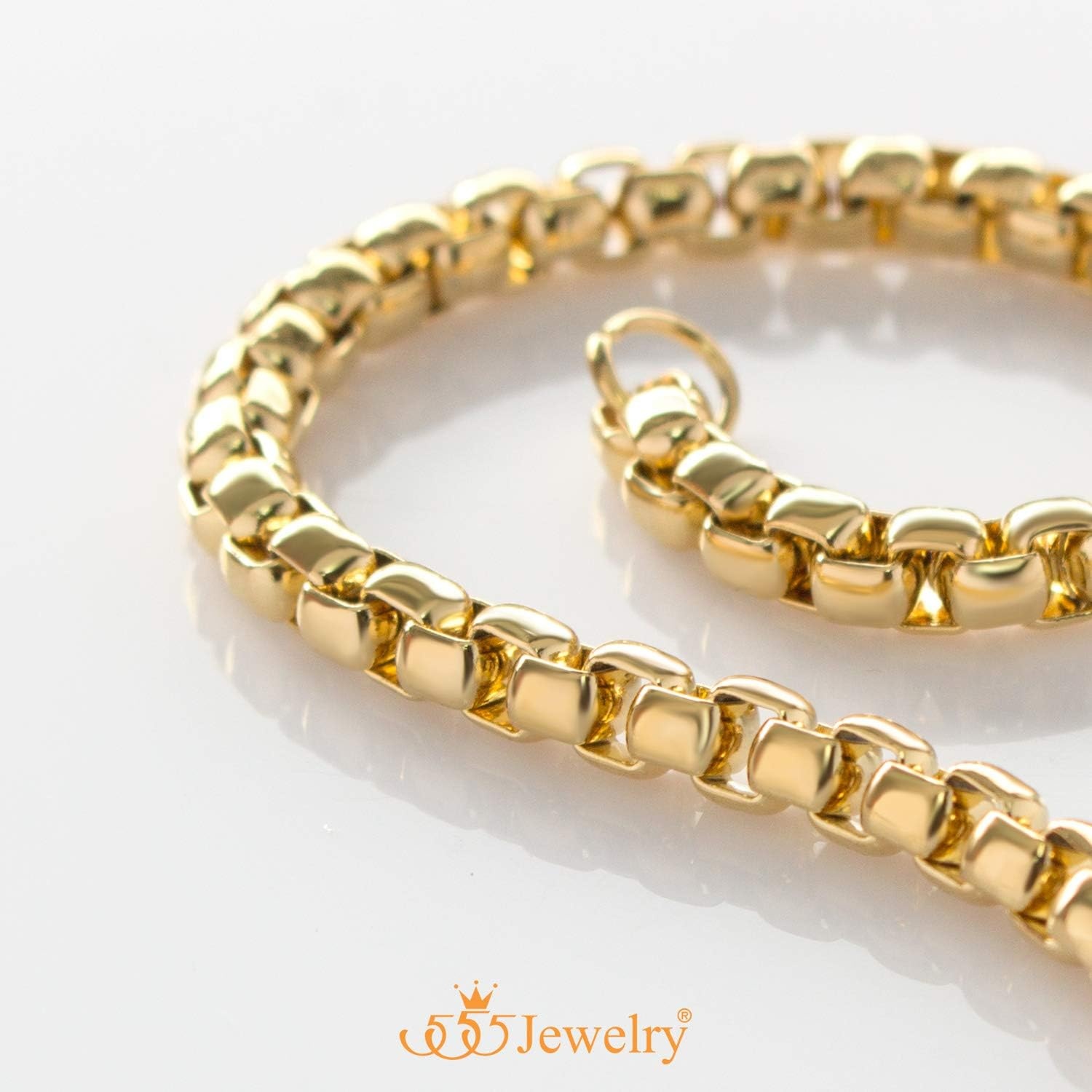 image:image555Jewelry 5mm Stainless Steel Box Chain Bracelet for Men amp Women 65 to 9 InchGold