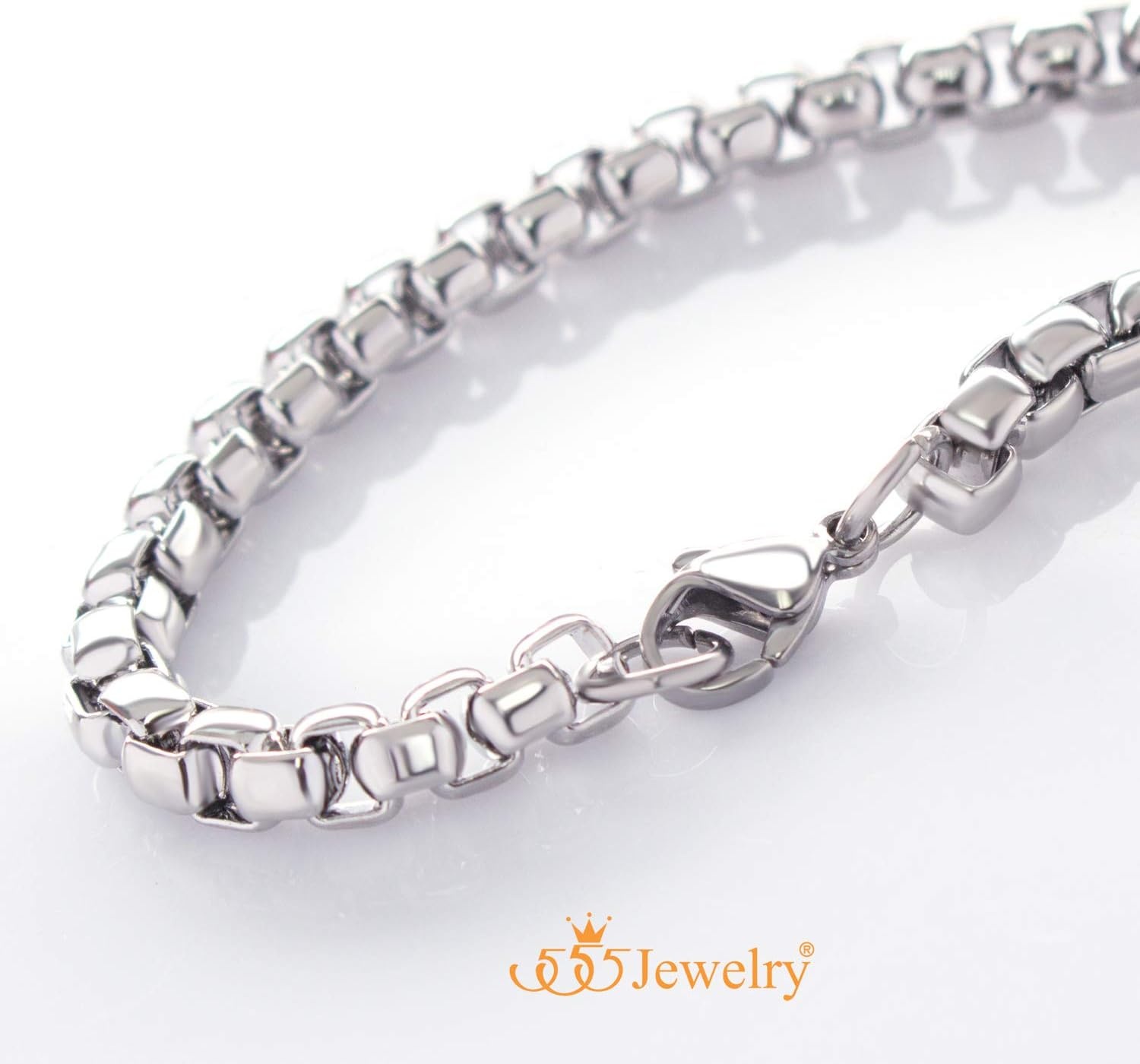 image:image555Jewelry 5mm Stainless Steel Box Chain Bracelet for Men amp Women 65 to 9 InchSilver