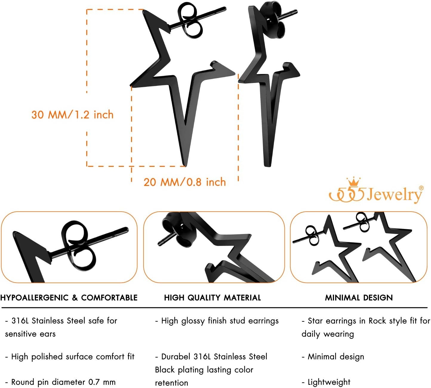 image:image555Jewelry Nickel Free Edgy Open Shooting Star Stud Hoop Earrings for Ladies amp WomenBlack