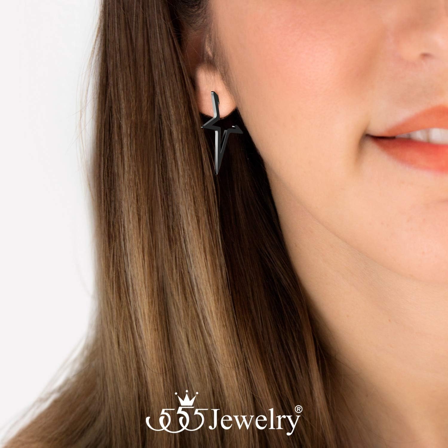 image:image555Jewelry Nickel Free Edgy Open Shooting Star Stud Hoop Earrings for Ladies amp WomenBlack