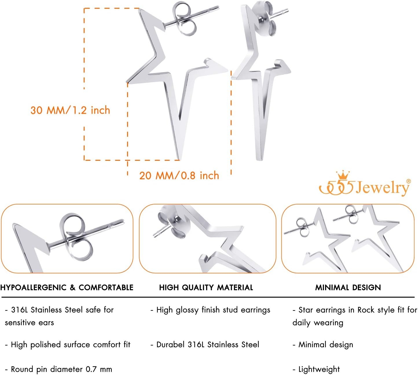 image:image555Jewelry Nickel Free Edgy Open Shooting Star Stud Hoop Earrings for Ladies amp WomenSilver