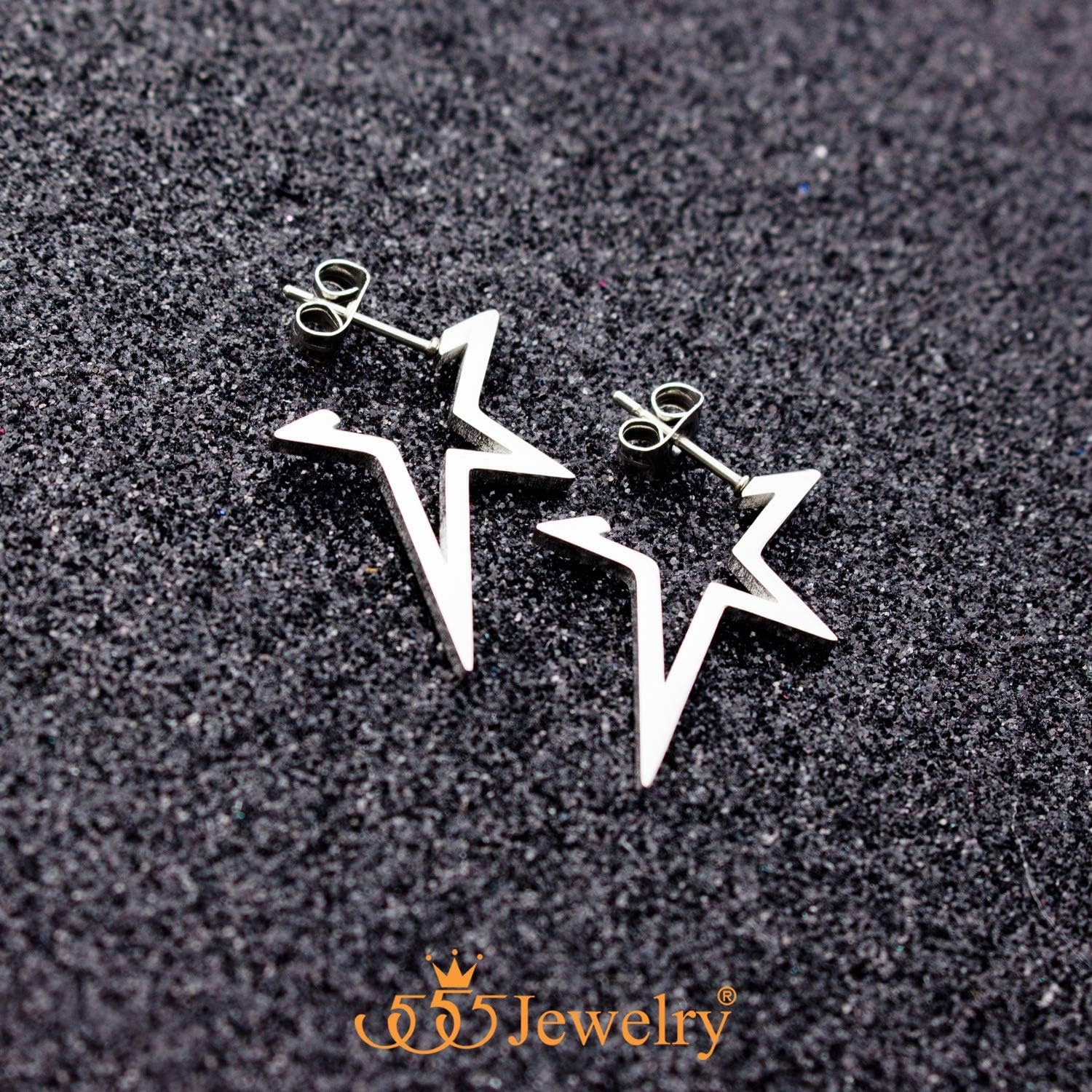 image:image555Jewelry Nickel Free Edgy Open Shooting Star Stud Hoop Earrings for Ladies amp WomenSilver