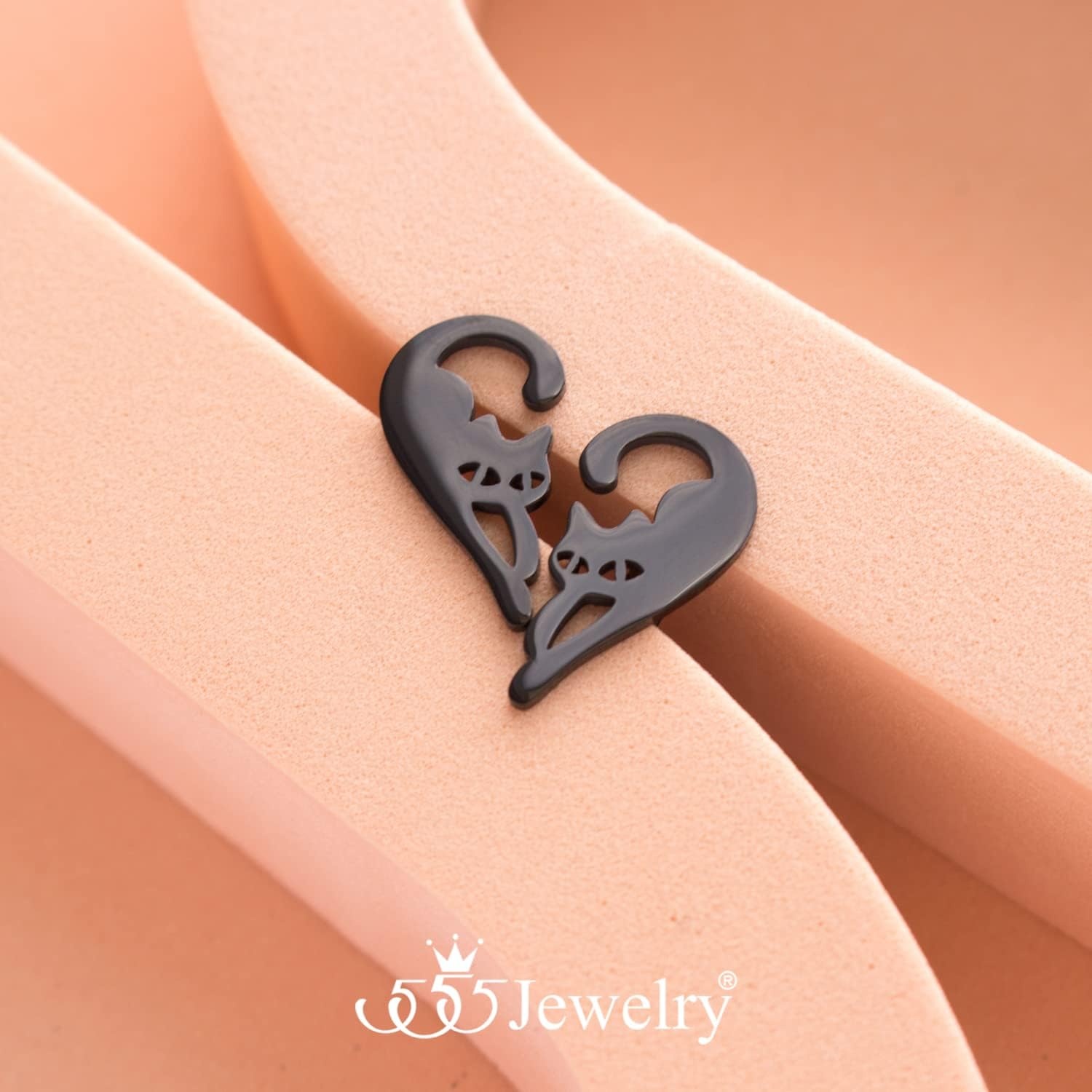 image:image555Jewelry Stainless Steel Cute Hanging Cat Earrings Dangling Drop Cat Jewelry for WomenBlack Style 2