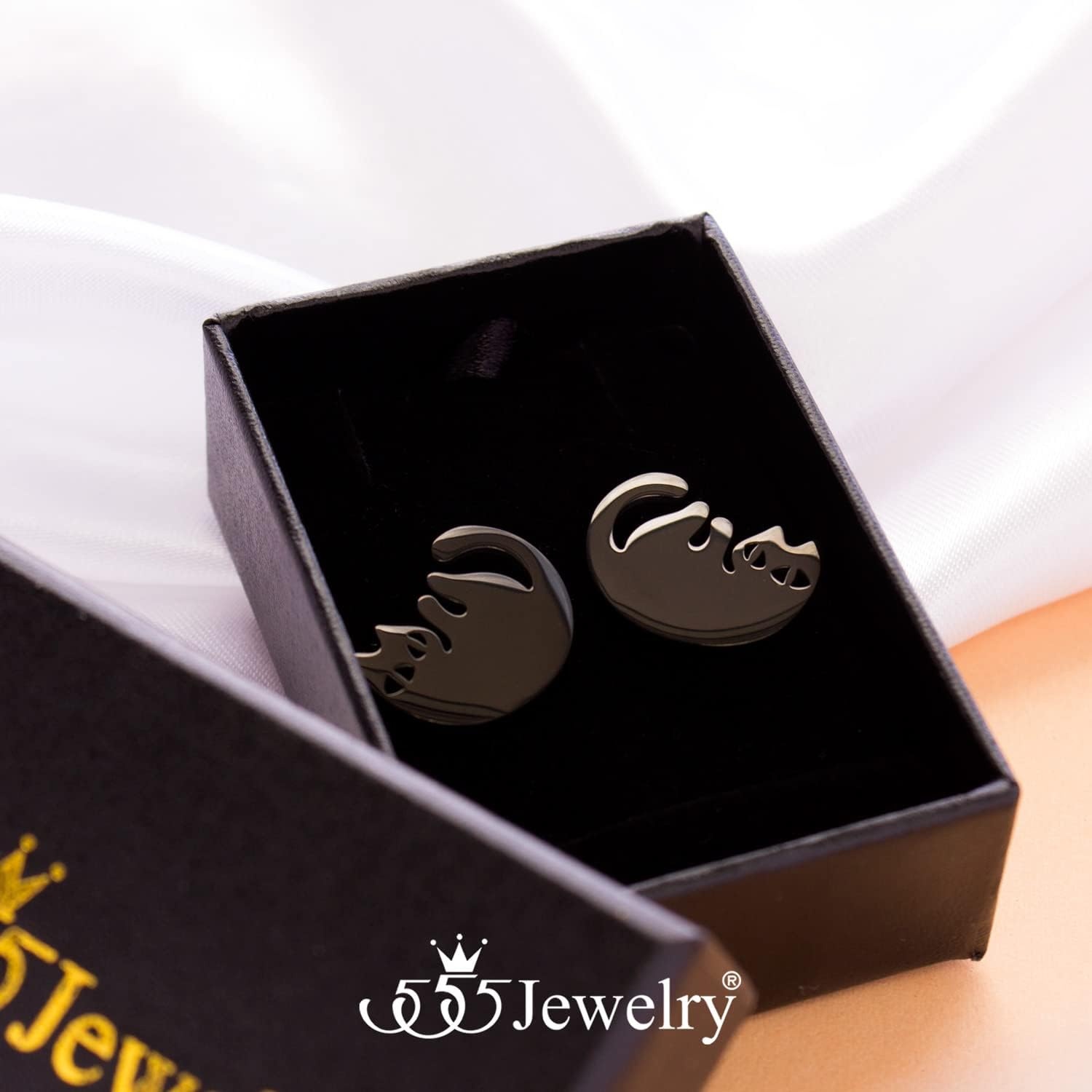 image:image555Jewelry Stainless Steel Cute Hanging Cat Earrings Dangling Drop Cat Jewelry for WomenBlack Style 3