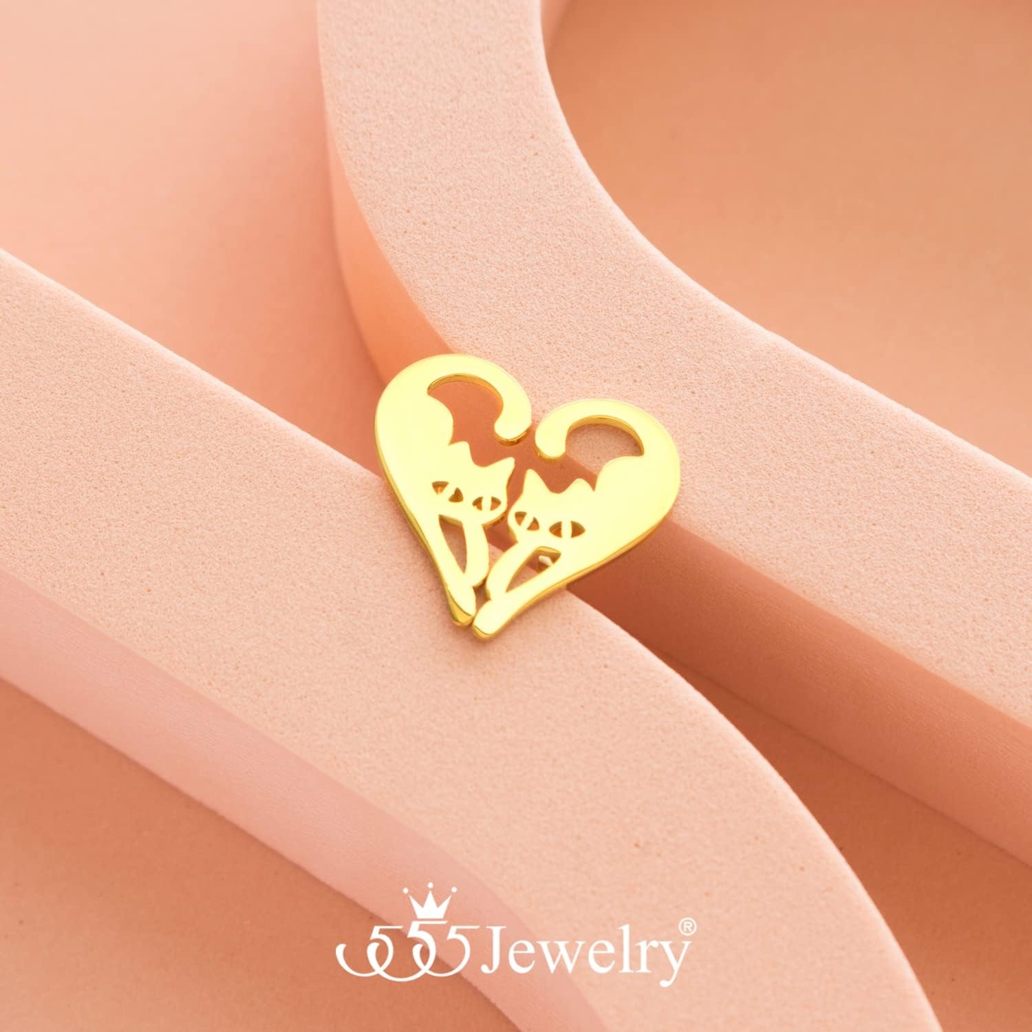 image:image555Jewelry Stainless Steel Cute Hanging Cat Earrings Dangling Drop Cat Jewelry for WomenGold Style 2