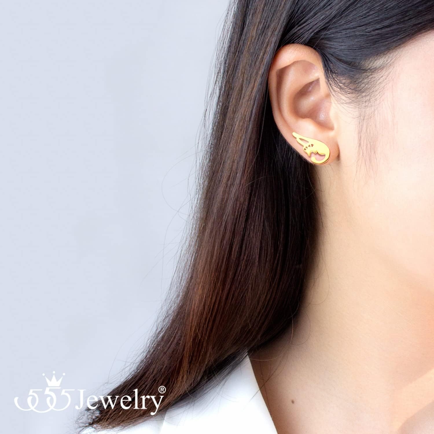 image:image555Jewelry Stainless Steel Cute Hanging Cat Earrings Dangling Drop Cat Jewelry for WomenGold Style 2