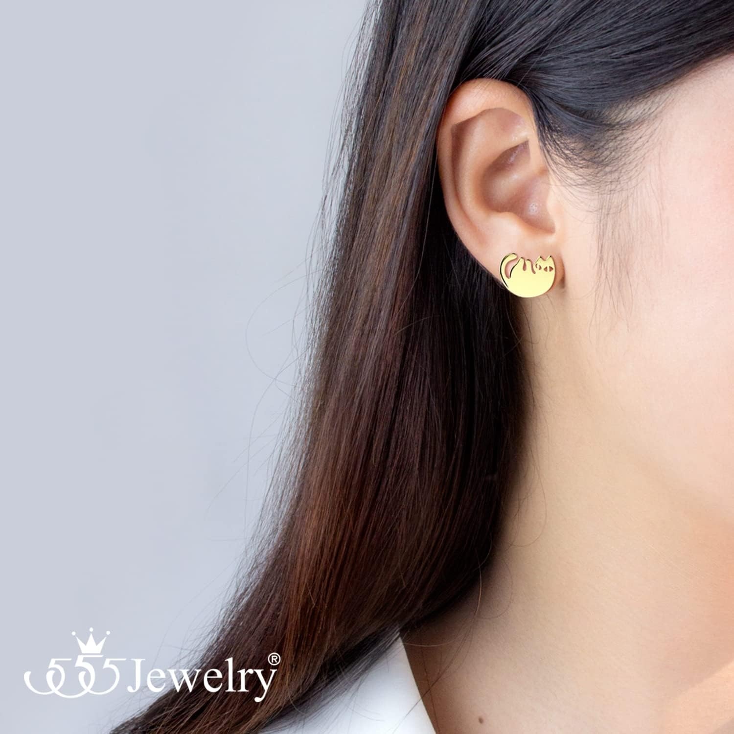 image:image555Jewelry Stainless Steel Cute Hanging Cat Earrings Dangling Drop Cat Jewelry for WomenGold Style 3