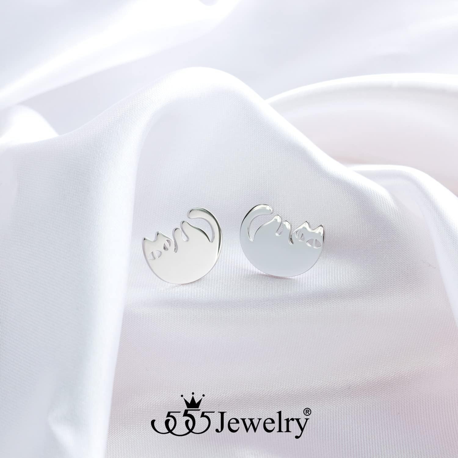 image:image555Jewelry Stainless Steel Cute Hanging Cat Earrings Dangling Drop Cat Jewelry for WomenSilver Style 3