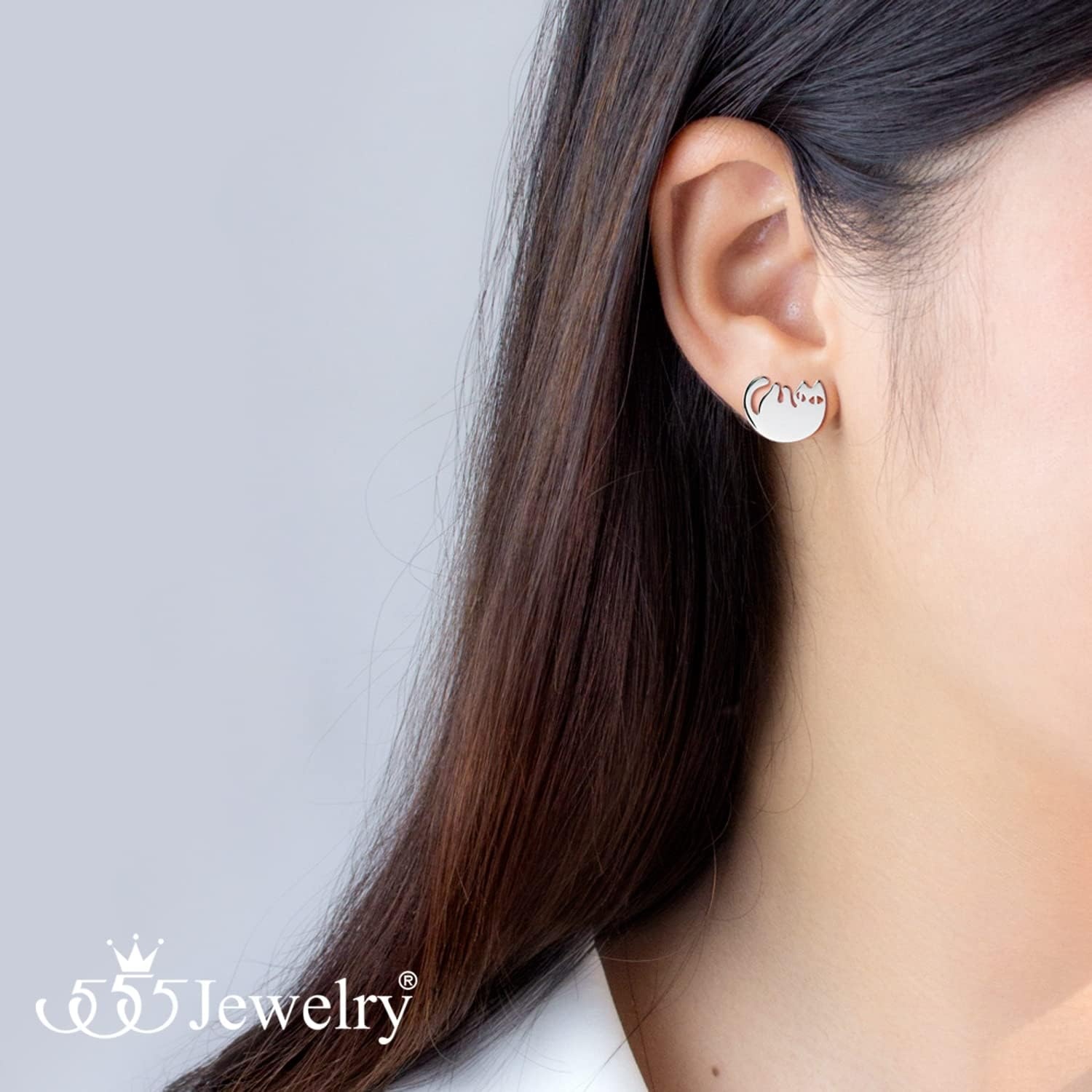 image:image555Jewelry Stainless Steel Cute Hanging Cat Earrings Dangling Drop Cat Jewelry for WomenSilver Style 3