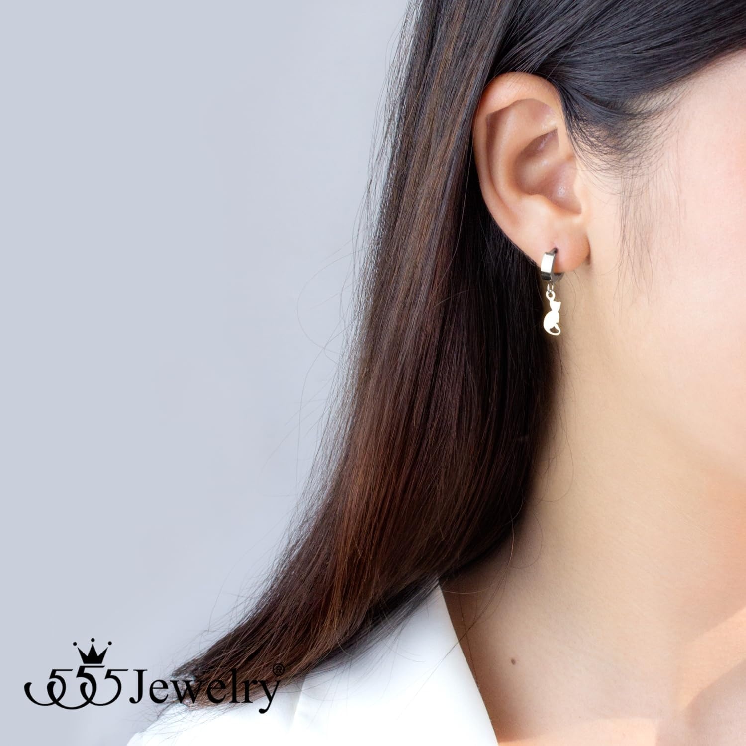 image:image555Jewelry Stainless Steel Cute Hanging Cat Earrings Dangling Drop Cat Jewelry for WomenSilver Style 4