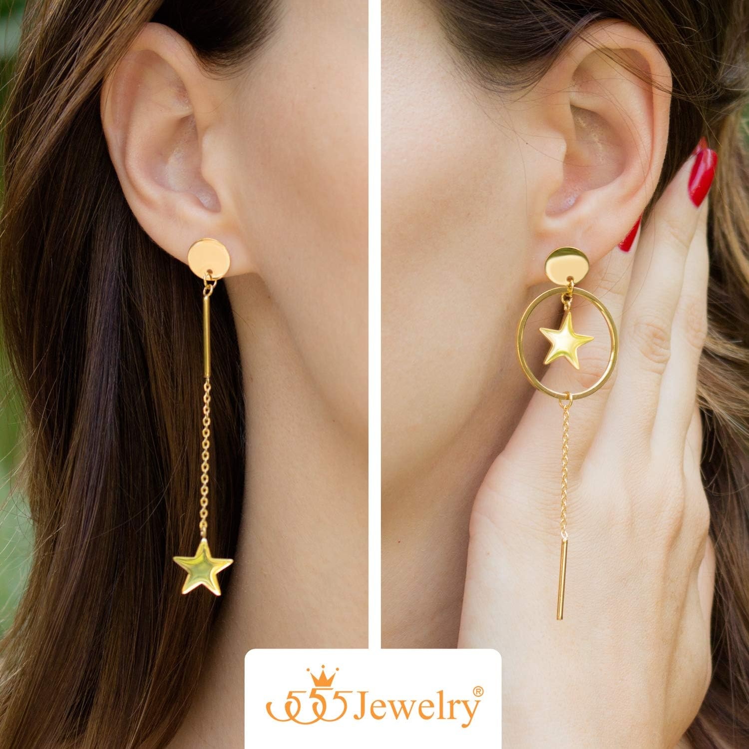 image:image555Jewelry Stainless Steel Dangle Drop Star Tassel Earrings for Women amp LadiesGold