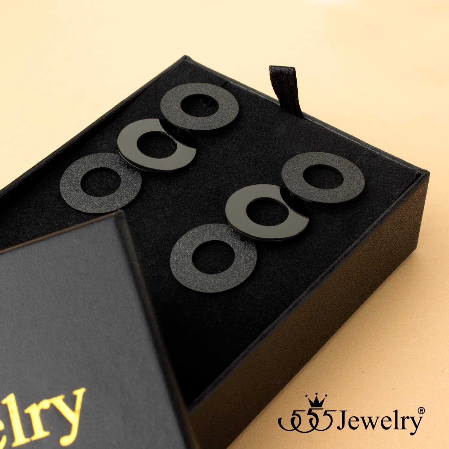 image:image555Jewelry Stainless Steel Dangle Round Hollow Disc Statement Earrings for WomenBlack