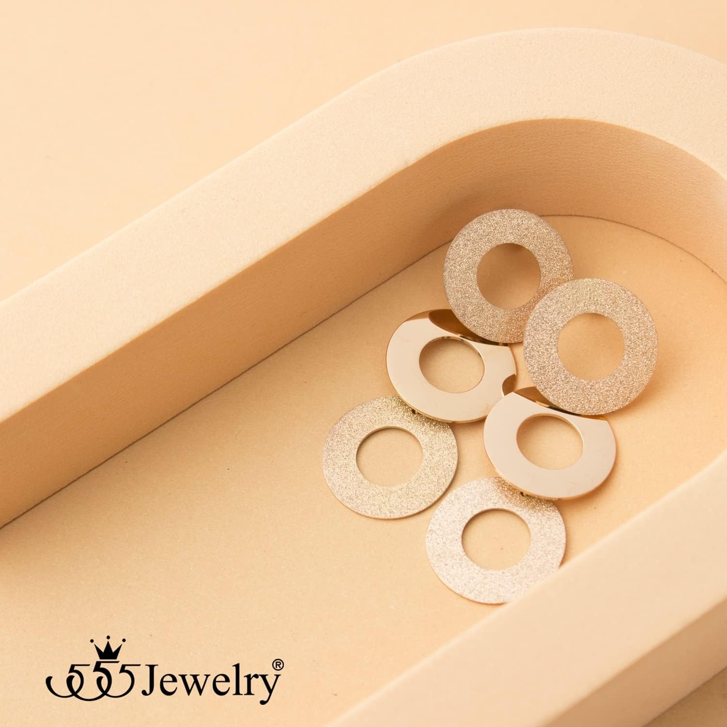 image:image555Jewelry Stainless Steel Dangle Round Hollow Disc Statement Earrings for WomenRose Gold