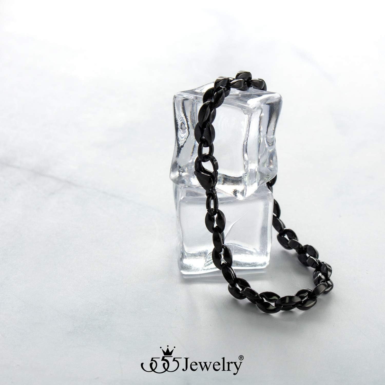 image:image555Jewelry Stainless Steel Hollow Coffee Bean Unisex Link Chain Bangle BraceletBlack