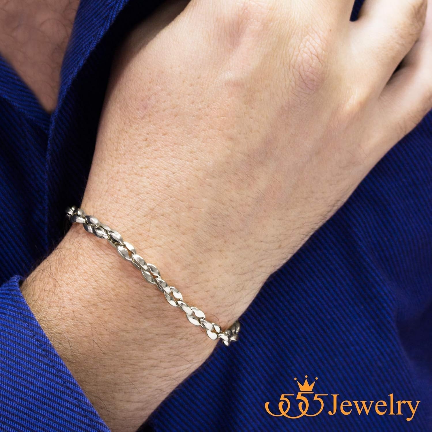 image:image555Jewelry Stainless Steel Hollow Coffee Bean Unisex Link Chain Bangle BraceletSilver