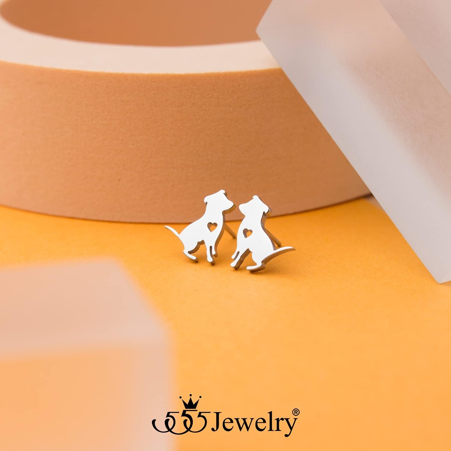 image:image555Jewelry Stainless Steel Small Tiny Puppy Dog Stud Earrings for WomenHypoallergenic Miniature Dog EarringSilver