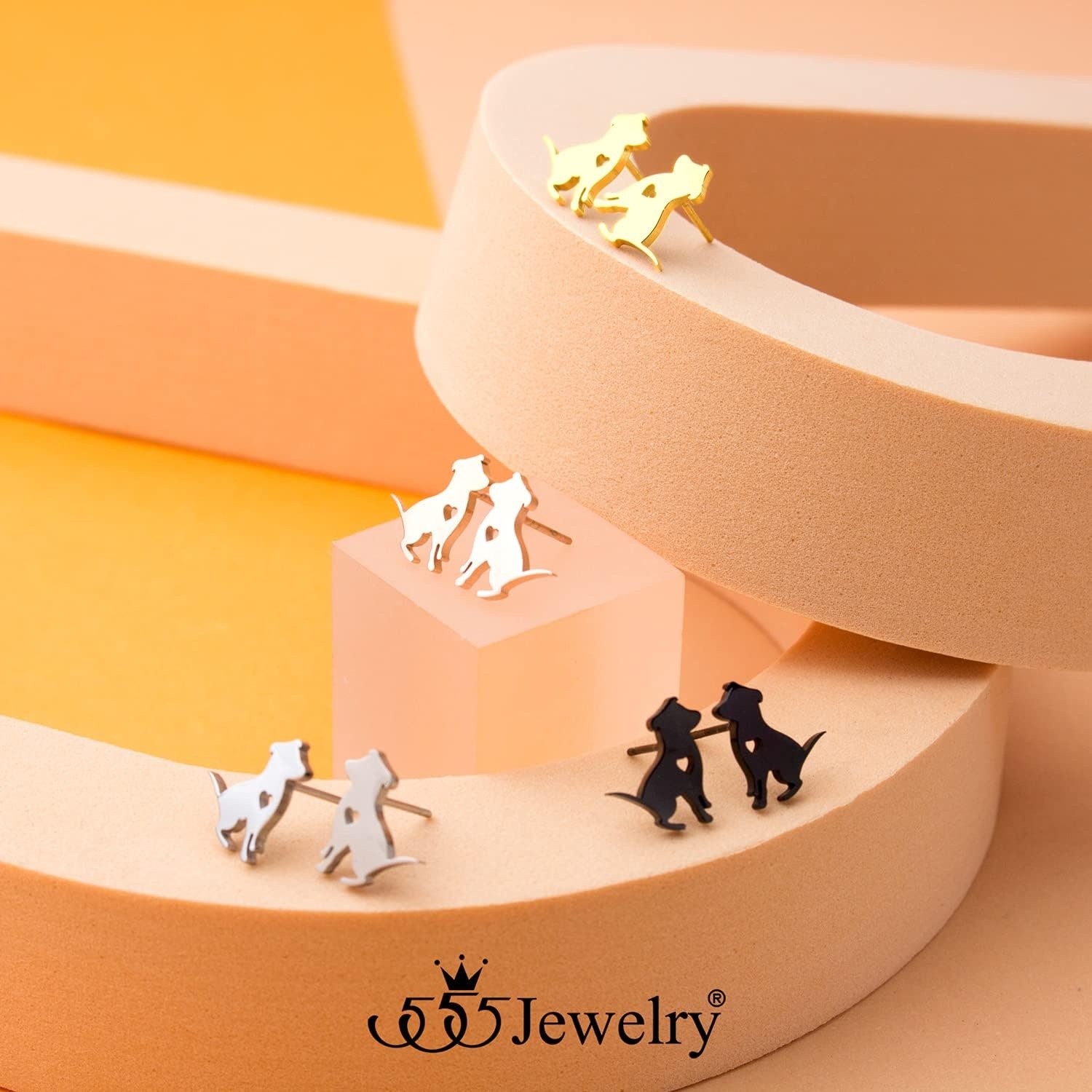 image:image555Jewelry Stainless Steel Small Tiny Puppy Dog Stud Earrings for WomenHypoallergenic Miniature Dog EarringSilver