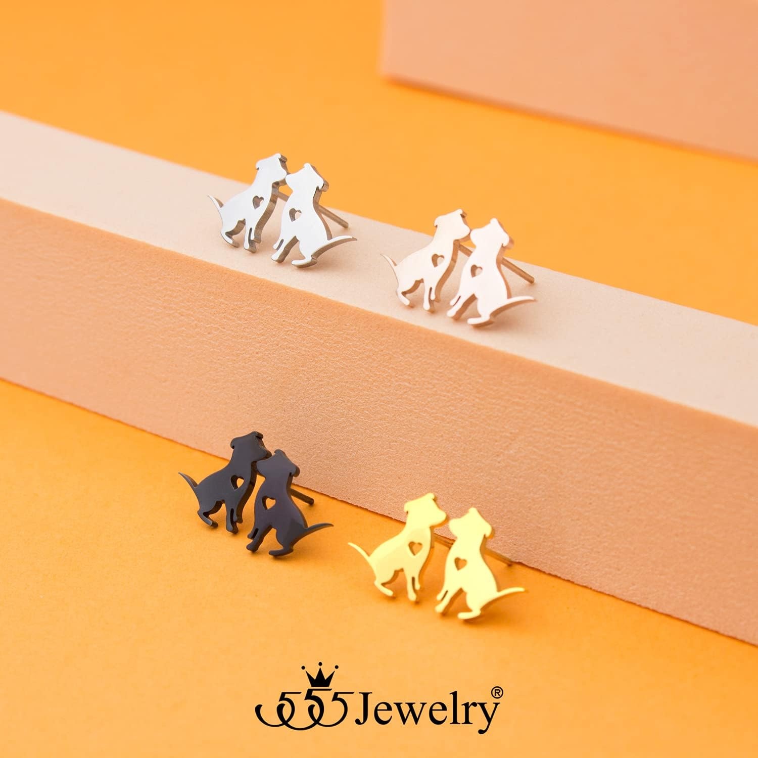 image:image555Jewelry Stainless Steel Small Tiny Puppy Dog Stud Earrings for WomenHypoallergenic Miniature Dog EarringSilver