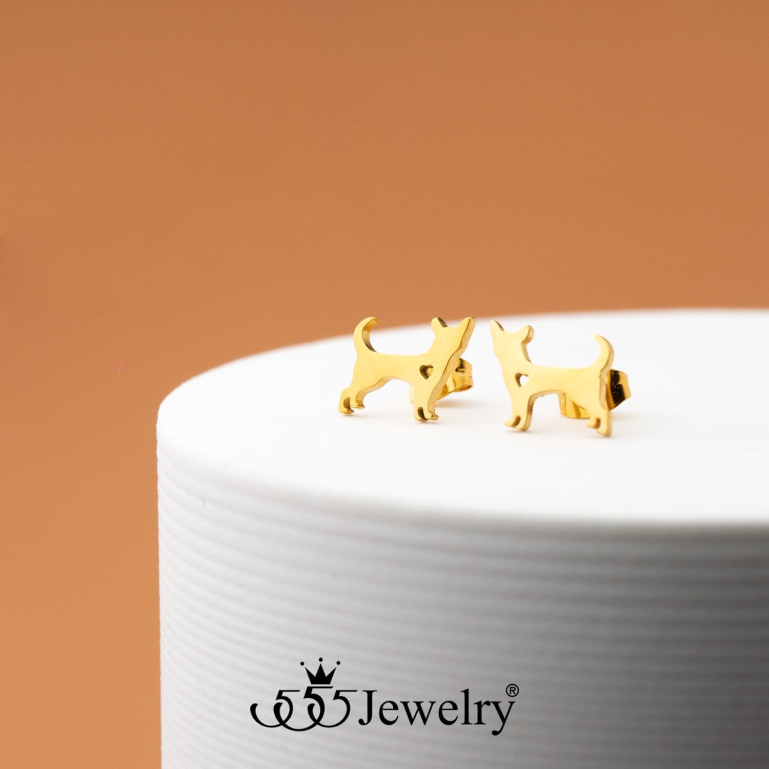 image:image555Jewelry Stainless Steel Small Tiny Puppy Dog Stud Earrings for WomenHypoallergenic Miniature Dog EarringStyle 2Gold