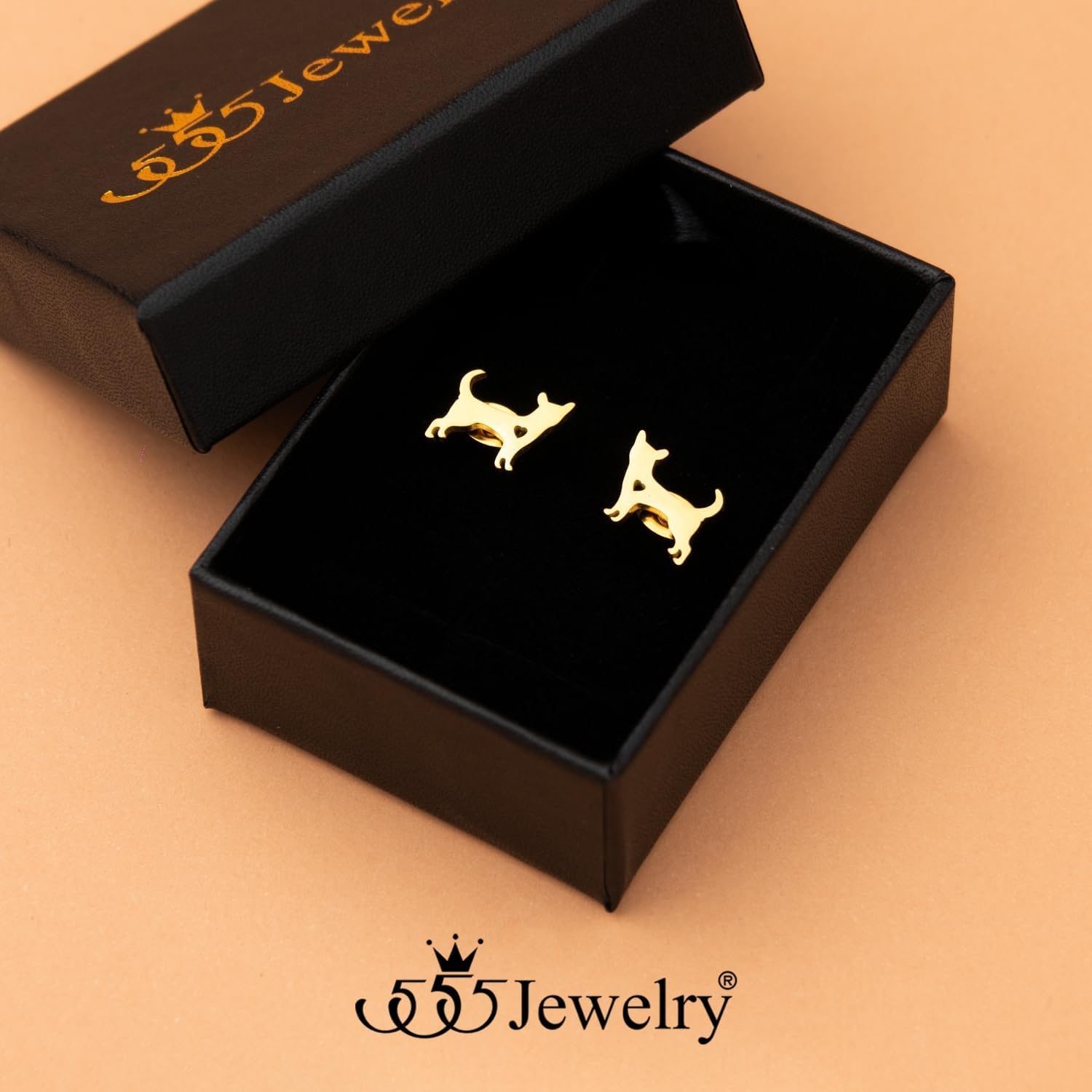 image:image555Jewelry Stainless Steel Small Tiny Puppy Dog Stud Earrings for WomenHypoallergenic Miniature Dog EarringStyle 2Gold