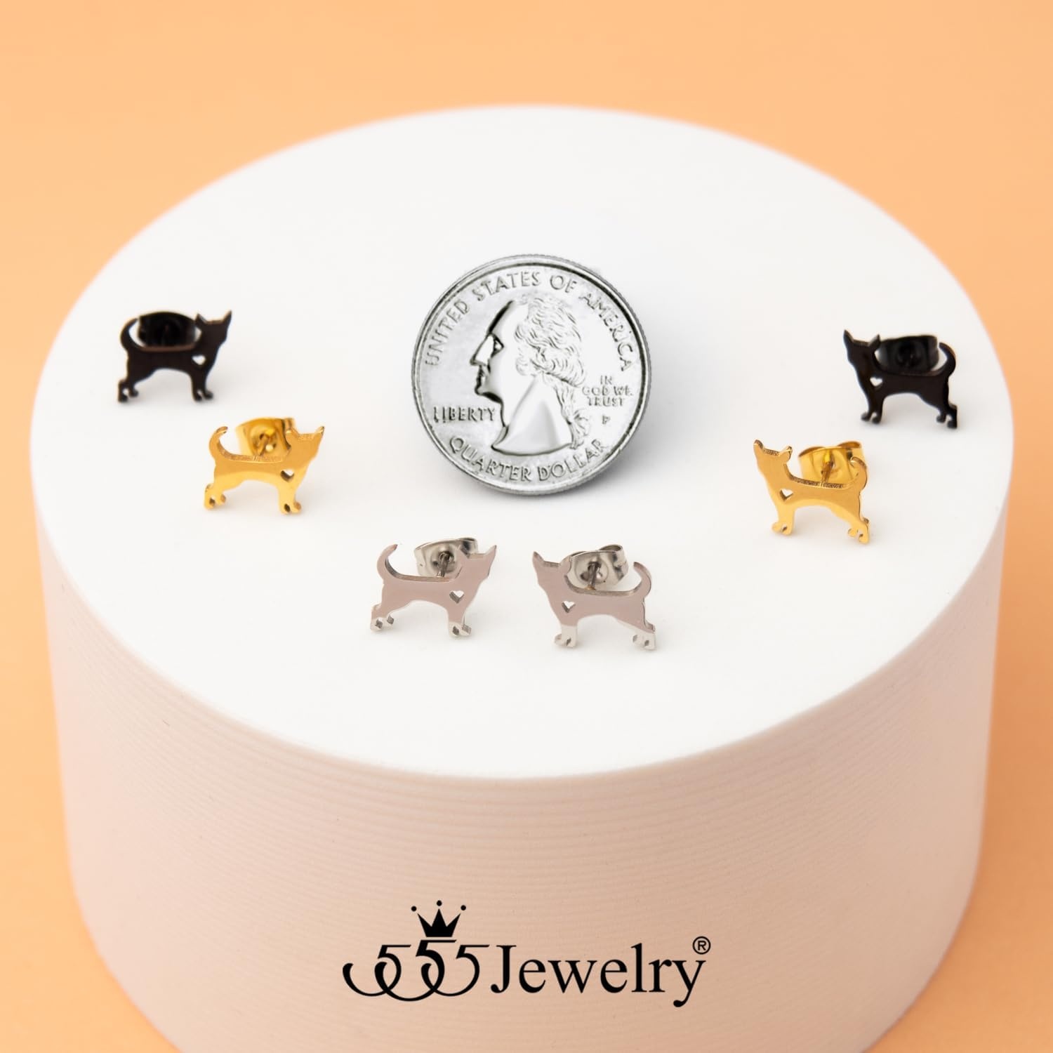 image:image555Jewelry Stainless Steel Small Tiny Puppy Dog Stud Earrings for WomenHypoallergenic Miniature Dog EarringStyle 2Gold