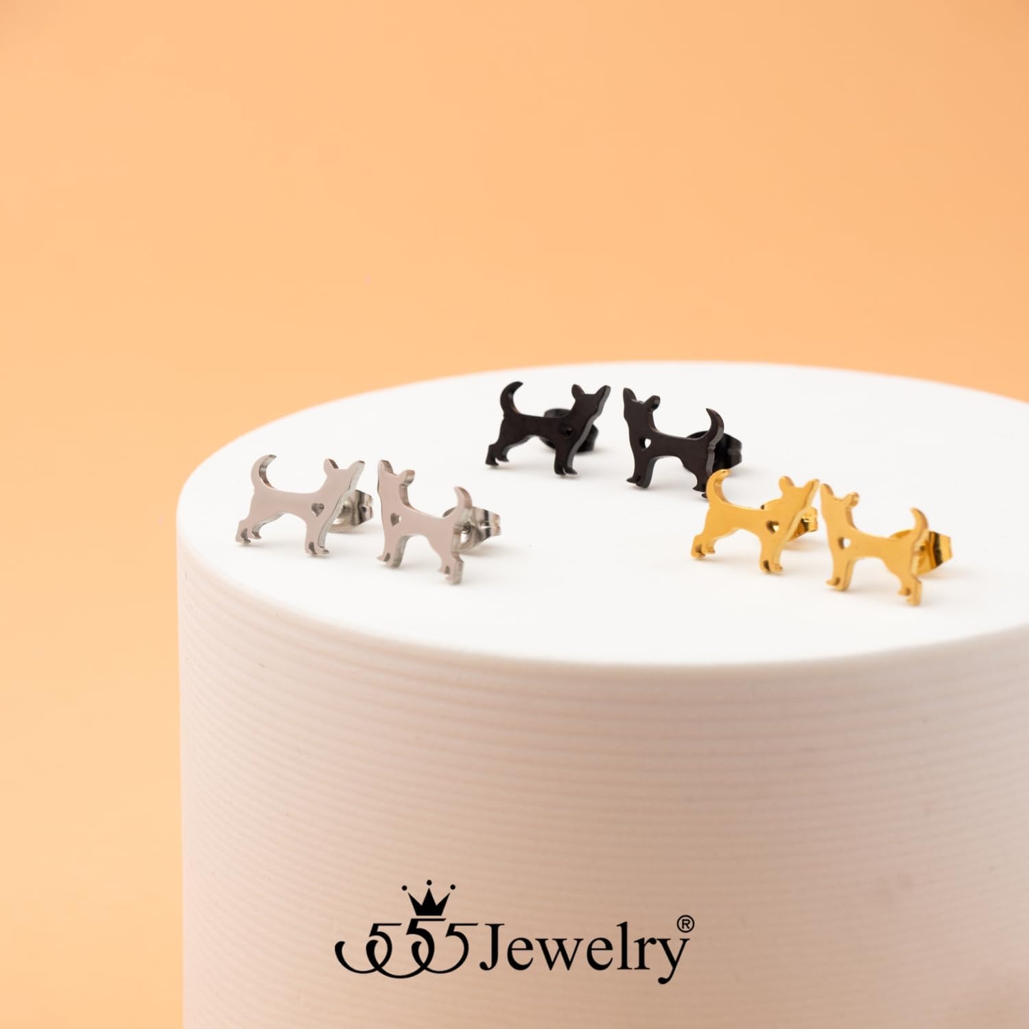 image:image555Jewelry Stainless Steel Small Tiny Puppy Dog Stud Earrings for WomenHypoallergenic Miniature Dog EarringStyle 2Gold