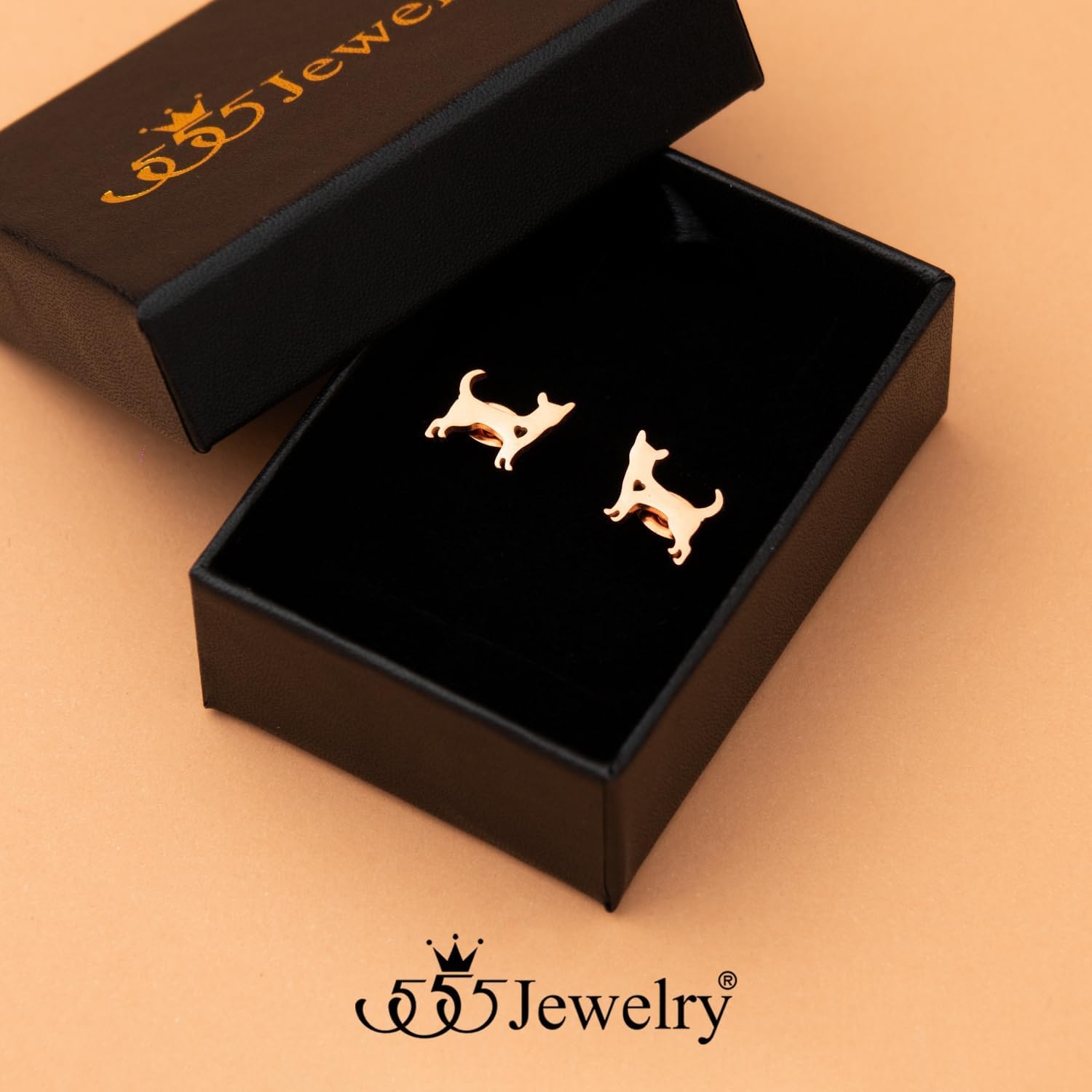 image:image555Jewelry Stainless Steel Small Tiny Puppy Dog Stud Earrings for WomenHypoallergenic Miniature Dog EarringStyle 2Rose Gold