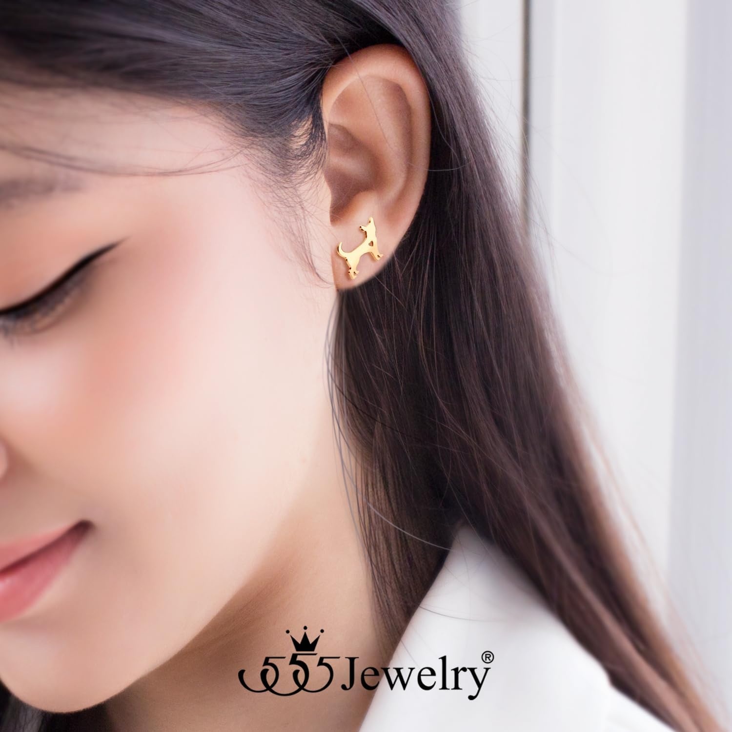 image:image555Jewelry Stainless Steel Small Tiny Puppy Dog Stud Earrings for WomenHypoallergenic Miniature Dog EarringStyle 2Rose Gold