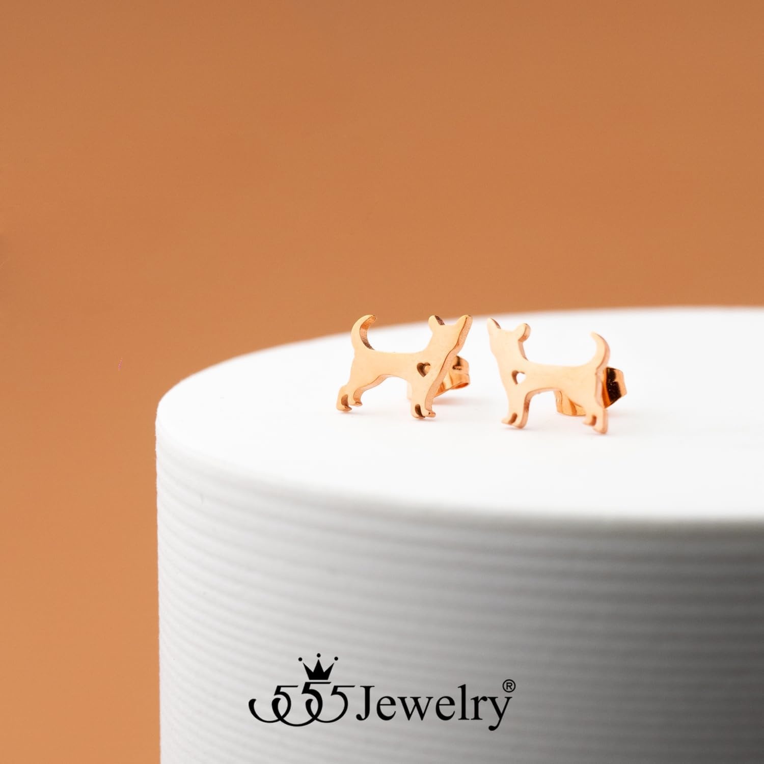 image:image555Jewelry Stainless Steel Small Tiny Puppy Dog Stud Earrings for WomenHypoallergenic Miniature Dog EarringStyle 2Rose Gold
