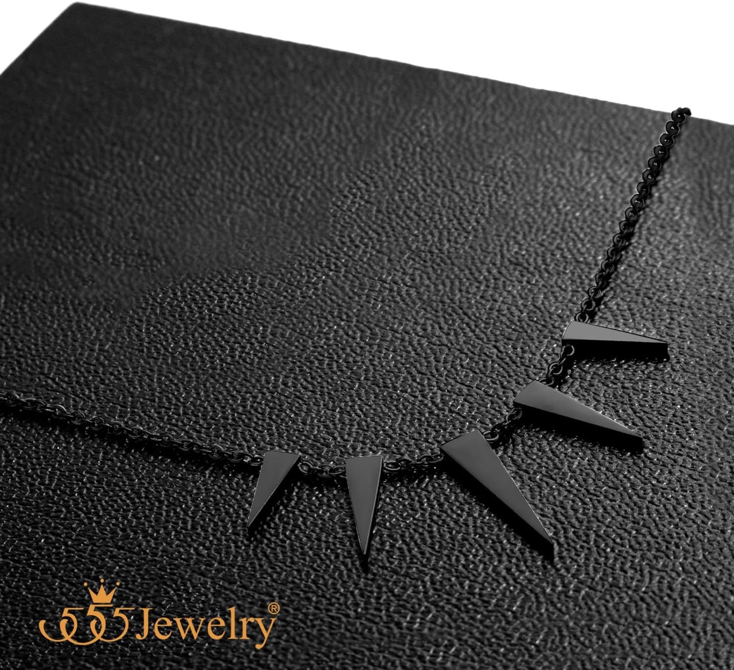 image:image555Jewelry Womens Figaro Chain Stainless Steel Spiky Triangle Pendant NecklaceBlack