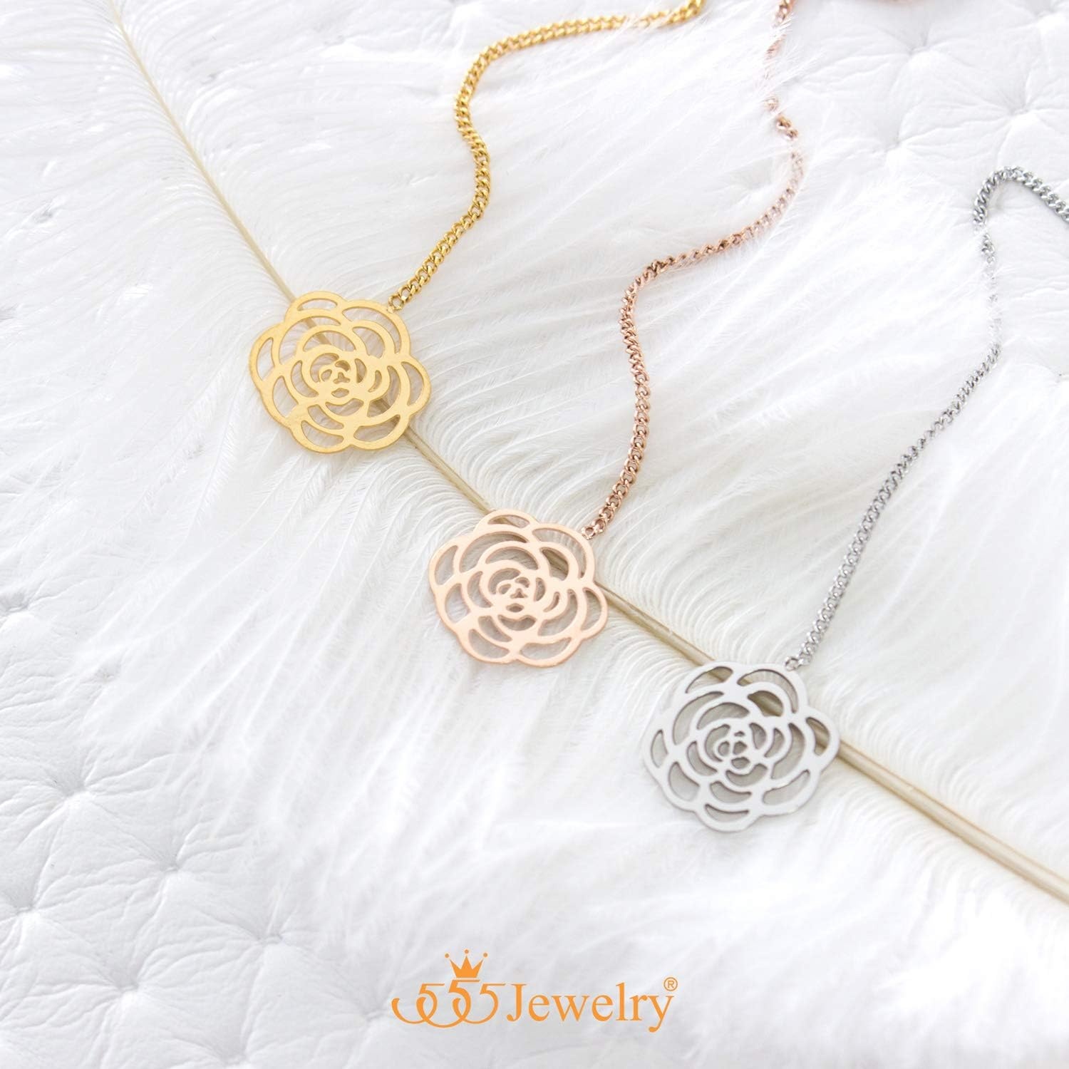 image:image555Jewelry Womens Long Dangle Drop Dainty Flower Threader String EarringsPink Rose Gold