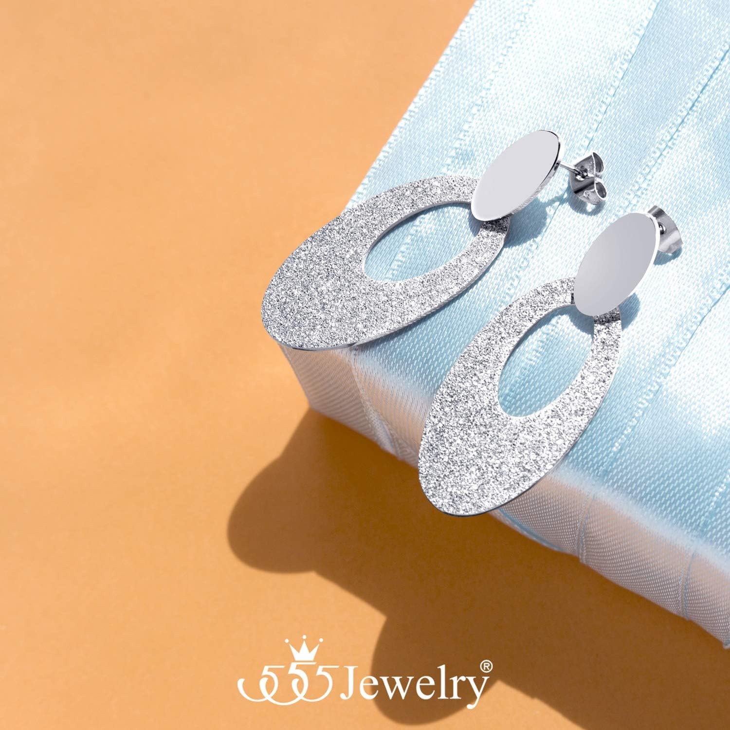 image:image555Jewelry Womens Stainless Steel Teardrop Dangle Hanging Hypoallergenic EarringsSilver Style 2