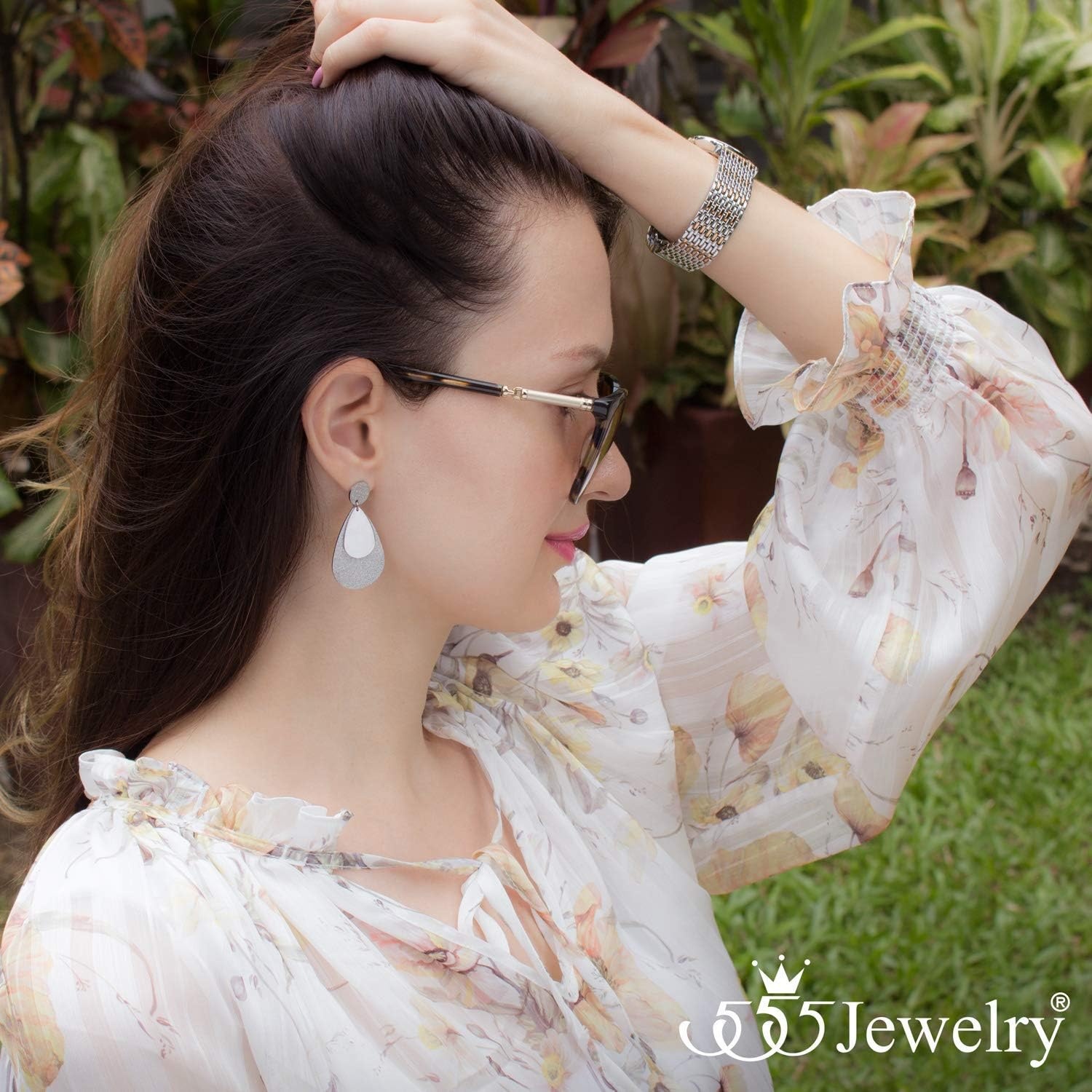 image:image555Jewelry Womens Stainless Steel Teardrop Dangle Hanging Hypoallergenic EarringsSilver