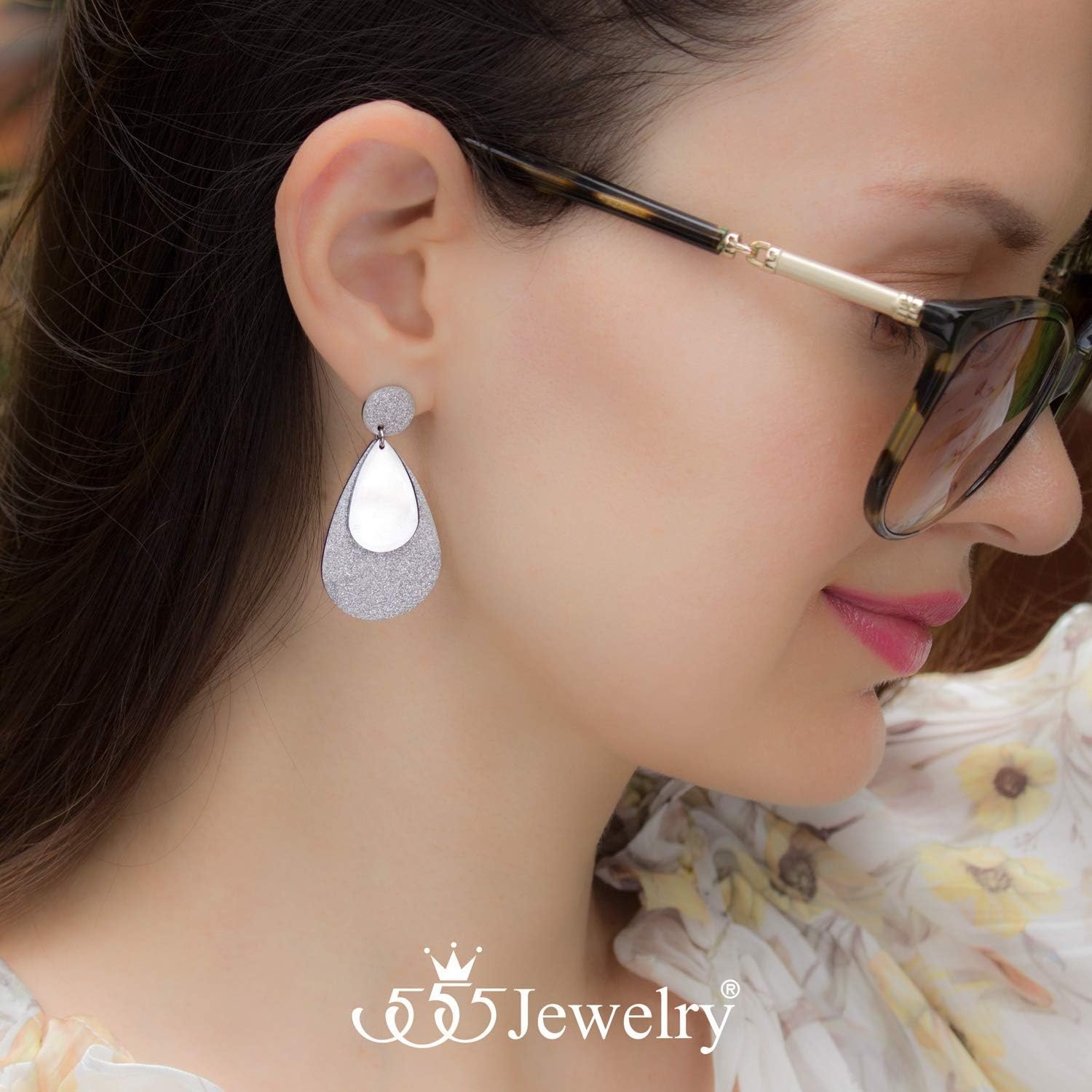 image:image555Jewelry Womens Stainless Steel Teardrop Dangle Hanging Hypoallergenic EarringsSilver