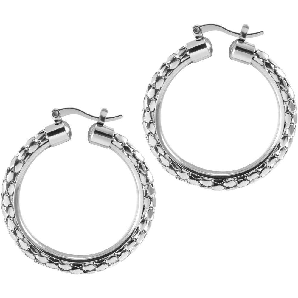 image:image555Jewelry Medium Hoop Earrings for Women Round with Shimmering Boston LinksSilver