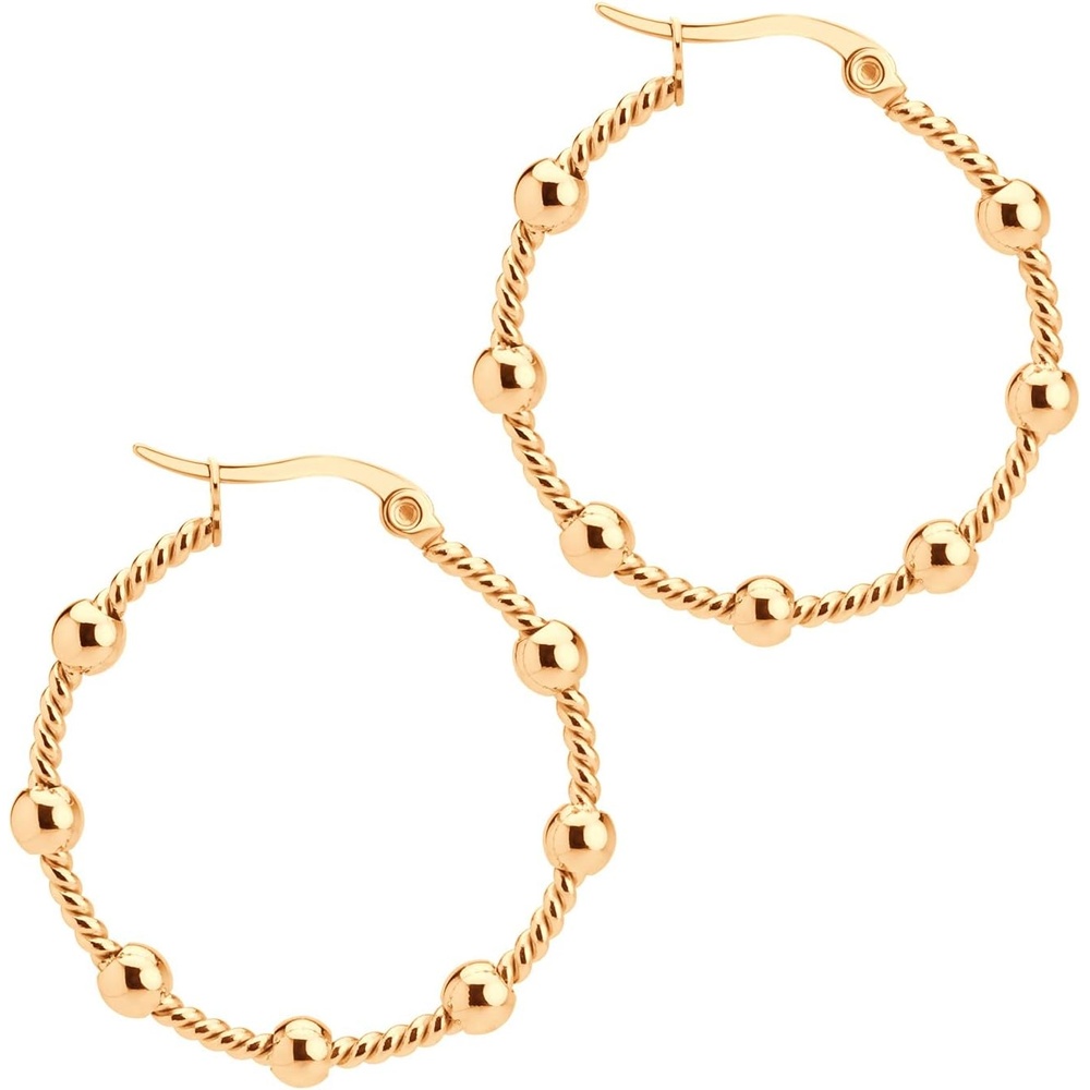 image:image555Jewelry Medium Twisted Wire Round Woven Stainless Steel Hoop Earrings for WomenRose Gold