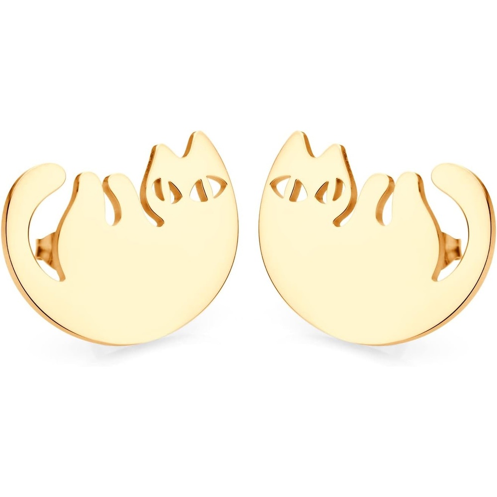 image:image555Jewelry Stainless Steel Cute Hanging Cat Earrings Dangling Drop Cat Jewelry for WomenRose Gold Style 3