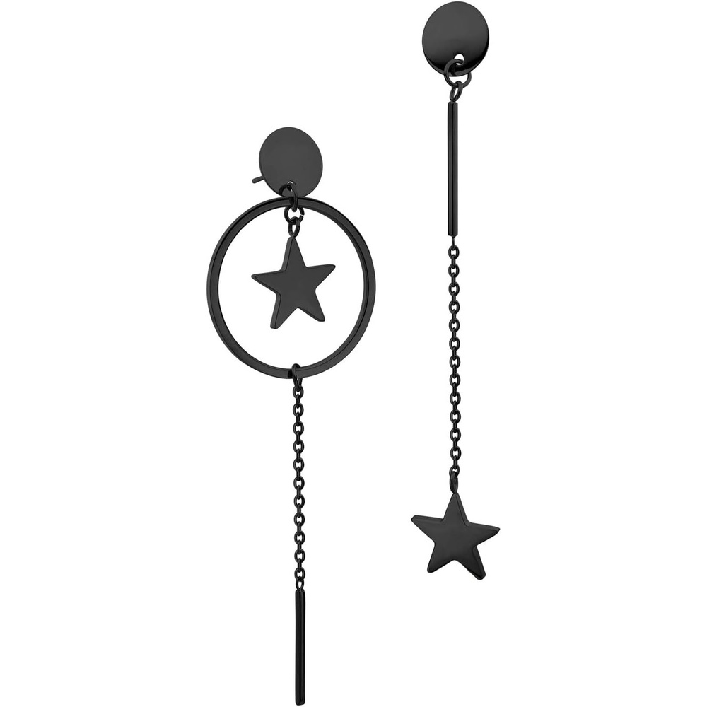 image:image555Jewelry Stainless Steel Dangle Drop Star Tassel Earrings for Women amp LadiesBlack