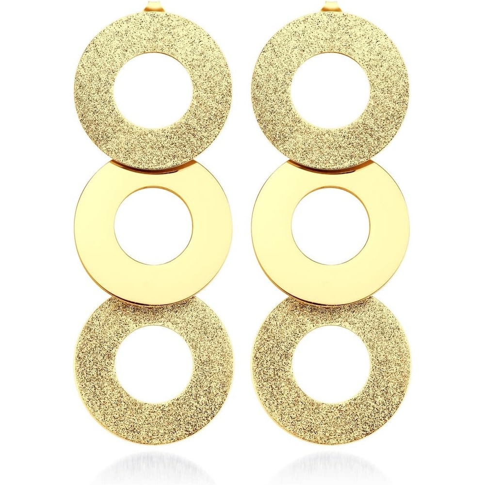 image:image555Jewelry Stainless Steel Dangle Round Hollow Disc Statement Earrings for WomenGold
