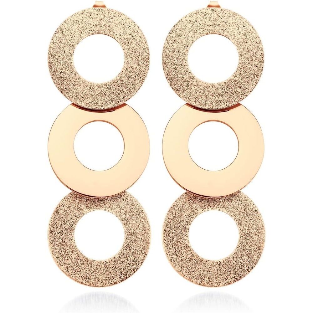 image:image555Jewelry Stainless Steel Dangle Round Hollow Disc Statement Earrings for WomenRose Gold