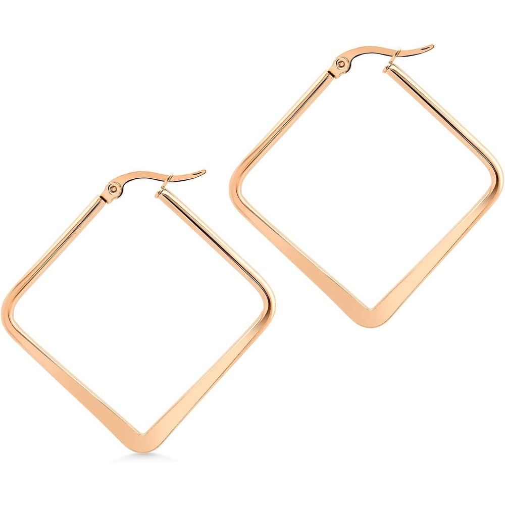 image:image555Jewelry Stainless Steel Geometric Large Square Hoop Statement Earrings for WomenRose Gold