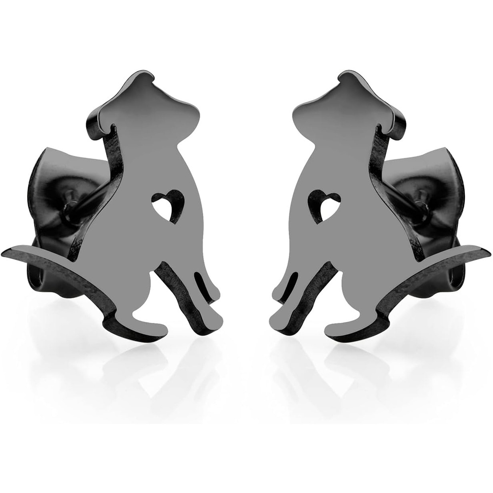 image:image555Jewelry Stainless Steel Small Tiny Puppy Dog Stud Earrings for WomenHypoallergenic Miniature Dog EarringBlack