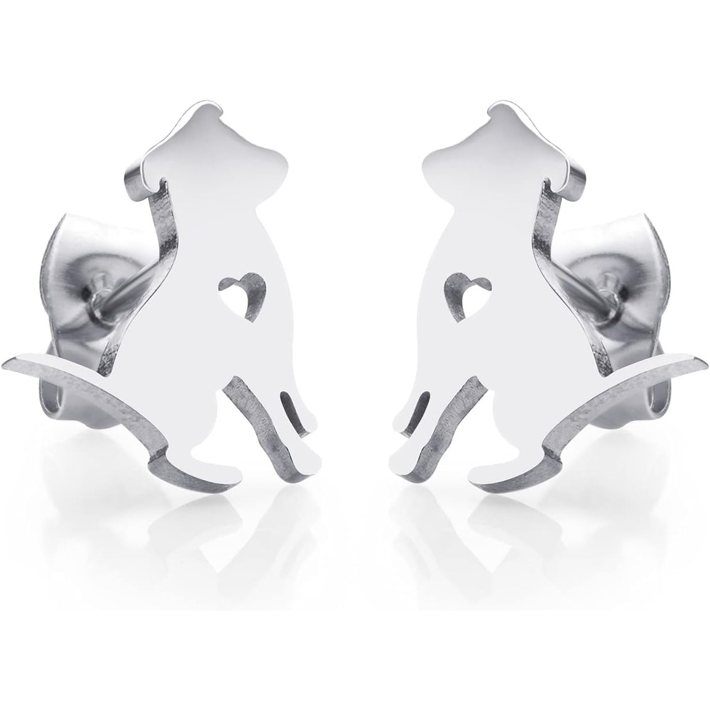 image:image555Jewelry Stainless Steel Small Tiny Puppy Dog Stud Earrings for WomenHypoallergenic Miniature Dog EarringSilver