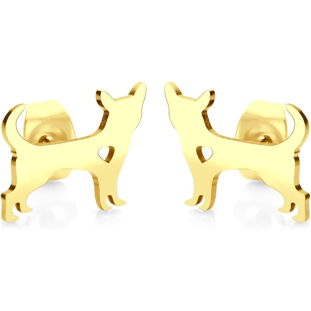 image:image555Jewelry Stainless Steel Small Tiny Puppy Dog Stud Earrings for WomenHypoallergenic Miniature Dog EarringStyle 2Gold