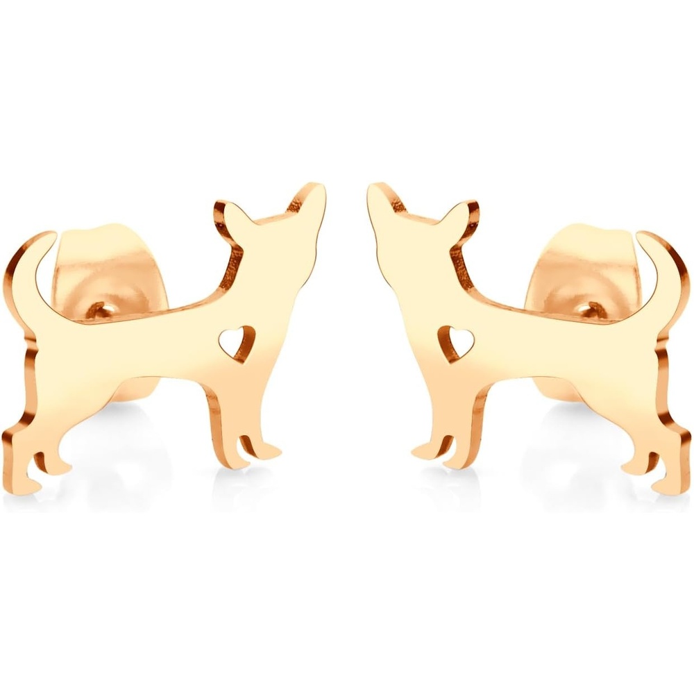 image:image555Jewelry Stainless Steel Small Tiny Puppy Dog Stud Earrings for WomenHypoallergenic Miniature Dog EarringStyle 2Rose Gold