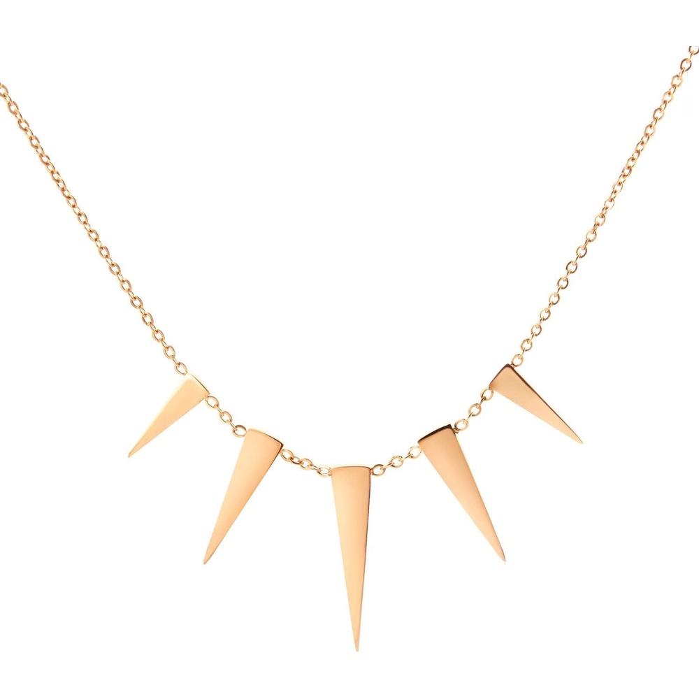 image:image555Jewelry Womens Figaro Chain Stainless Steel Spiky Triangle Pendant NecklacePink Rose Gold