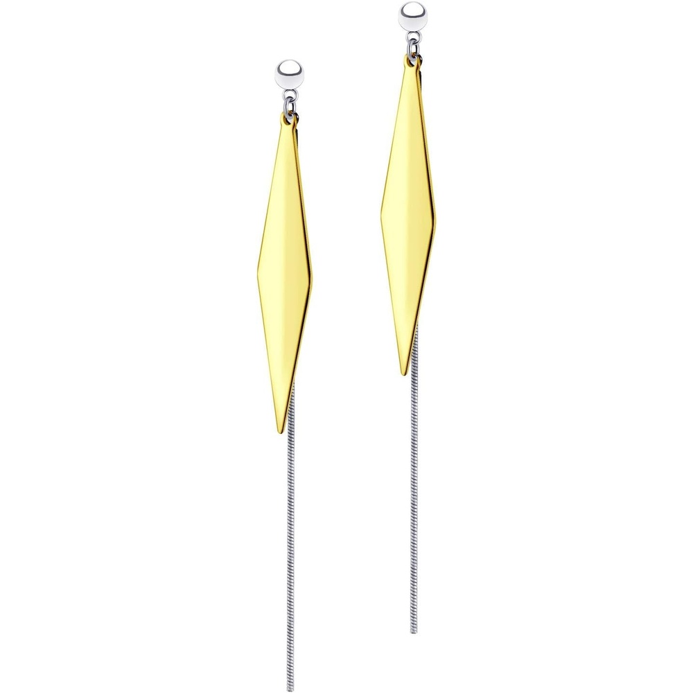 image:image555Jewelry Womens Stainless Steel Diamond Shaped Edgy Statement Dangle EarringsYellow Gold