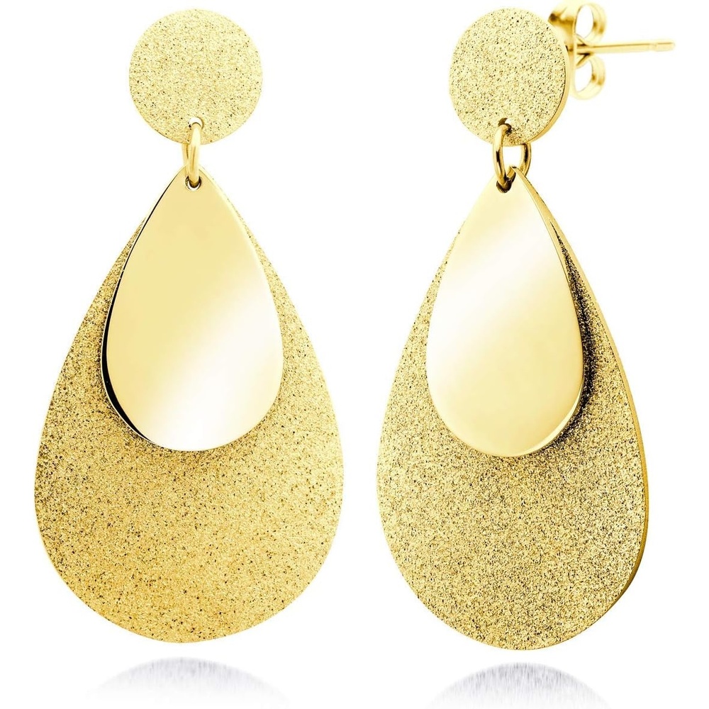 image:image555Jewelry Womens Stainless Steel Teardrop Dangle Hanging Hypoallergenic EarringsYellow Gold