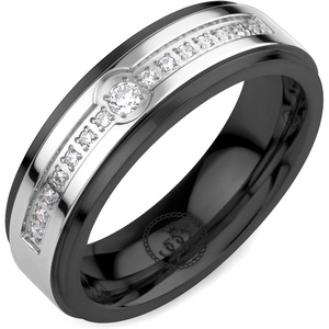 image:image555Jewelry 6mm Stainless Steel Sparkly Cubic Zirconia Wedding Band Ring for Women amp MenSilver  Black